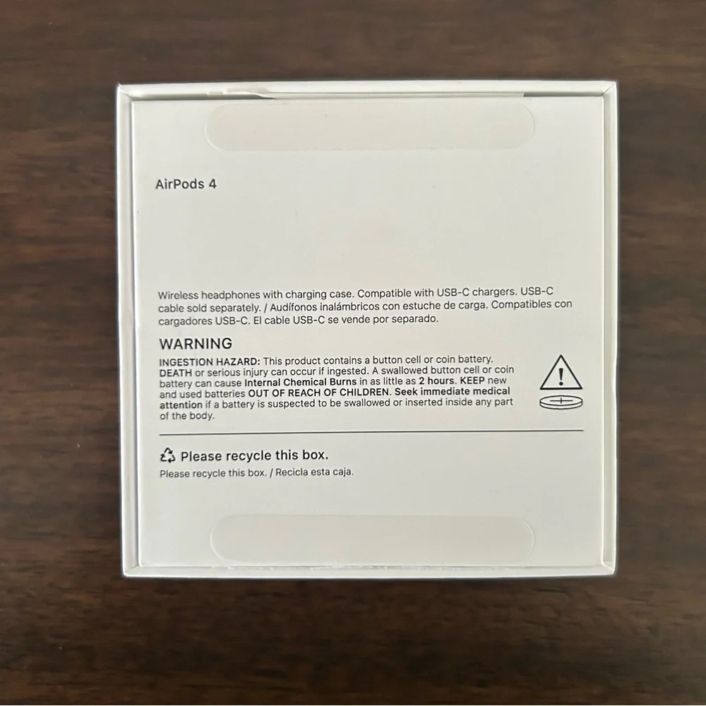 EMPTY Apple Airpods 4 Box with Papers White and Silver